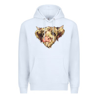 White scottish cow Premium Hoodie - NancyCooperArtShop