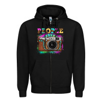 Black i shoot people tie dye gemstone vintage camera Zipper Hoodie - FaDigitalArtStudio