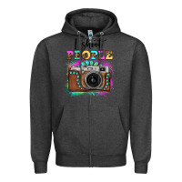 Charcoal Heather i shoot people tie dye gemstone vintage camera Zipper Hoodie - FaDigitalArtStudio