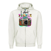 Oatmeal Heather i shoot people tie dye gemstone vintage camera Zipper Hoodie - FaDigitalArtStudio