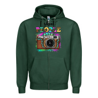 Sports Green i shoot people tie dye gemstone vintage camera Zipper Hoodie - FaDigitalArtStudio