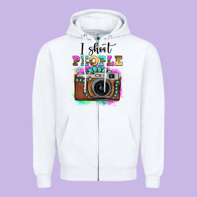 I Shoot People Tie Dye Gemstone Vintage Camera Zipper Hoodie Designed By Fadigitalartstudio