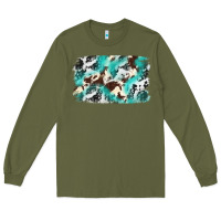 Army Green Cowhide Background Western Long Sleeve Tee - texasbilliewilder