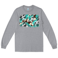 Heather Grey Cowhide Background Western Long Sleeve Tee - texasbilliewilder