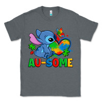 Charcoal Heather ausome stitch autism Classic Tee - Zillion Design Studio