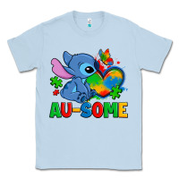 Dusty Blue ausome stitch autism Classic Tee - Zillion Design Studio