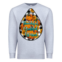 Heather Grey Thankful Grateful Blessed Premium Sweatshirt - LillyAllenDesigns