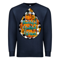 Navy Thankful Grateful Blessed Premium Sweatshirt - LillyAllenDesigns