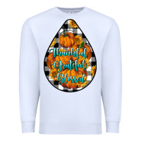 White Thankful Grateful Blessed Premium Sweatshirt - LillyAllenDesigns
