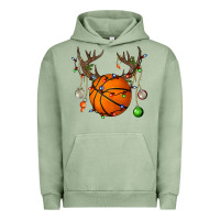 Pigment Oil Green Basketball Horn Christmas Urban Hoodie - BundleAndBundleShop