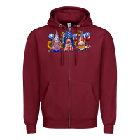 Burgundy america gnomes Zipper Hoodie - RacoonDesign