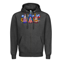 Charcoal Heather america gnomes Zipper Hoodie - RacoonDesign