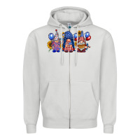 Dove Grey america gnomes Zipper Hoodie - RacoonDesign