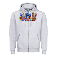 Heather Grey america gnomes Zipper Hoodie - RacoonDesign
