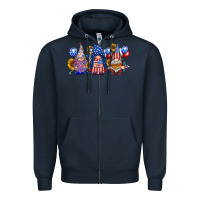 Navy america gnomes Zipper Hoodie - RacoonDesign