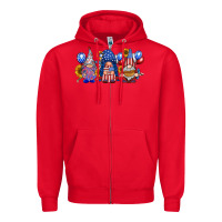 Red america gnomes Zipper Hoodie - RacoonDesign