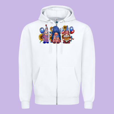 America Gnomes Zipper Hoodie Designed By Racoondesign