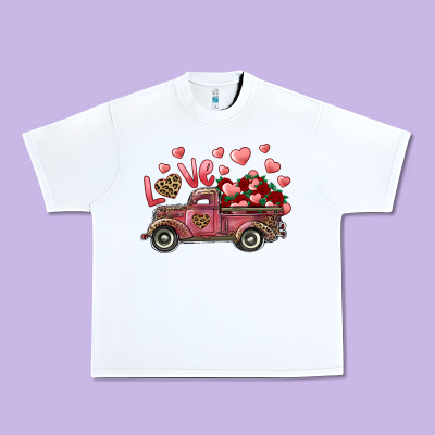 Urban Heavy Tee Love Truck With Roses And Leopard