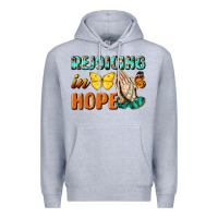 Heather Grey rejoicing in hope Premium Hoodie - NancyCooperArtShop