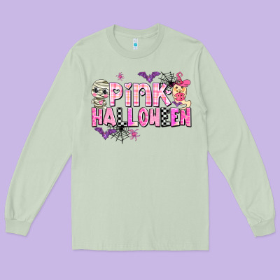 Pink Halloween Long Sleeve Tee Designed By Adodesignshop