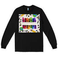 Black Personalized Crayons Long Sleeve Tee - texasbilliewilder