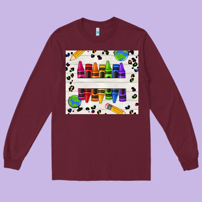 Personalized Crayons Long Sleeve Tee Designed By Texasbilliewilder
