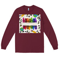 Burgundy Personalized Crayons Long Sleeve Tee - texasbilliewilder