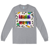 Heather Grey Personalized Crayons Long Sleeve Tee - texasbilliewilder