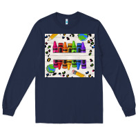 Navy Personalized Crayons Long Sleeve Tee - texasbilliewilder