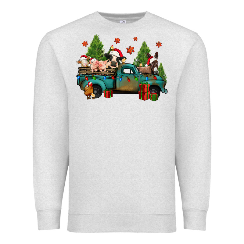 Christmas Farm Animals Truck Premium Sweatshirt by Jasminsmagicworld | Teevron