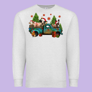 Christmas Farm Animals Truck Premium Sweatshirt Designed By Jasminsmagicworld