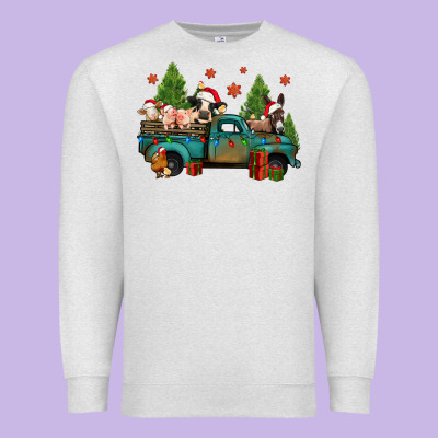 Christmas Farm Animals Truck Premium Sweatshirt Designed By Jasminsmagicworld