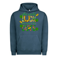 Pigment Midnight Navy Who Needs Luck When You're This Cute St. Patricks Urban Hoodie - BundleAndBundleShop