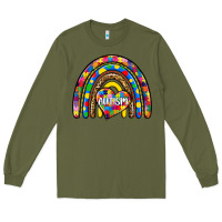 Army Green autism rainbow Long Sleeve Tee - Zillion Design Studio