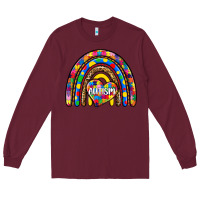 Burgundy autism rainbow Long Sleeve Tee - Zillion Design Studio