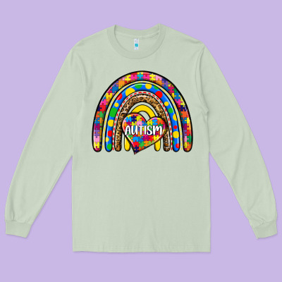 Autism Rainbow Long Sleeve Tee Designed By Zillion Design Studio