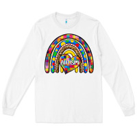 White autism rainbow Long Sleeve Tee - Zillion Design Studio