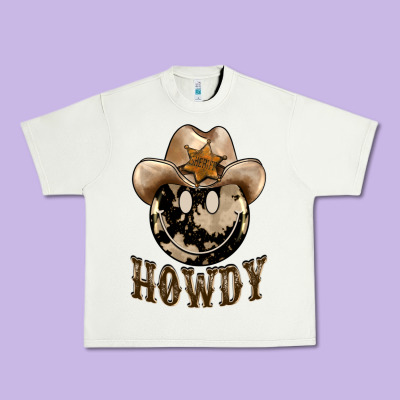 Howdy Smiley Face Urban Heavy Tee Designed By Barkaloodesign