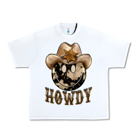 White howdy smiley face Urban Heavy Tee - BarkalooDesign