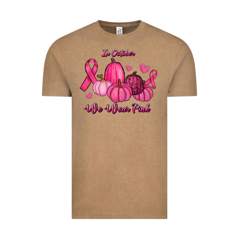 In October We Wear Pink Pumpkins Vintage Tee by RanaPortraitStore | Teevron