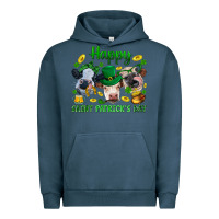 Pigment Midnight Navy Happy Saint Patrick'S Day With Clover Urban Hoodie - BundleAndBundleShop