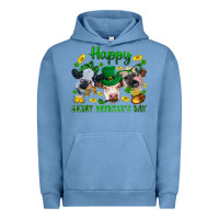 Pigment Pebble Blue Happy Saint Patrick'S Day With Clover Urban Hoodie - BundleAndBundleShop
