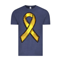 Vintage Denim Gold Cancer ribbon Vintage Tee - RanaPortraitStore