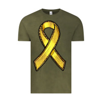 Vintage Olive Gold Cancer ribbon Vintage Tee - RanaPortraitStore