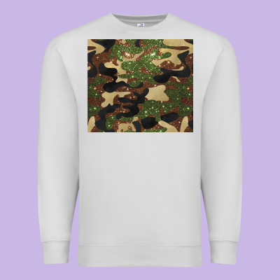 Camouflage Glitter Premium Sweatshirt Designed By Barkaloodesign