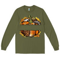 Army Green Personalized Fall Pumpkin Long Sleeve Tee - texasbilliewilder