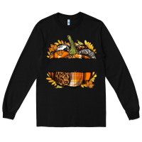 Black Personalized Fall Pumpkin Long Sleeve Tee - texasbilliewilder