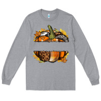 Heather Grey Personalized Fall Pumpkin Long Sleeve Tee - texasbilliewilder