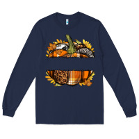 Navy Personalized Fall Pumpkin Long Sleeve Tee - texasbilliewilder
