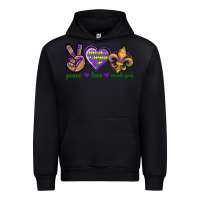 Black Peace Love Mardi Gras Urban Hoodie - BundleAndBundleShop